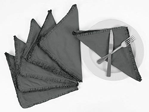 Gray Solid Home Decor Washable Frill Placemats & Napkins Table Decor
