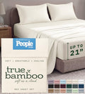 TRUE BAMBOO Sheets Set King Size - 21” Extra Deep Pocket - Light Beige