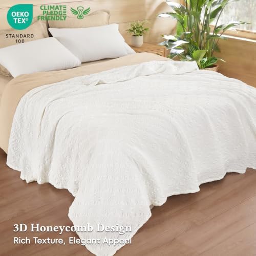 David's Home 100% Cotton Waffle Blanket King Size, Lightweight