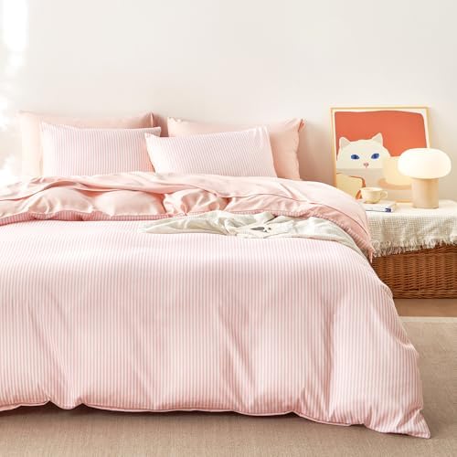 Wake In Cloud - Striped Cotton Duvet Cover Set, Ticking Stripe