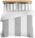 Duvet Cover King Size, Gray Striped 3-Piece Bedding Quilt/Comforter