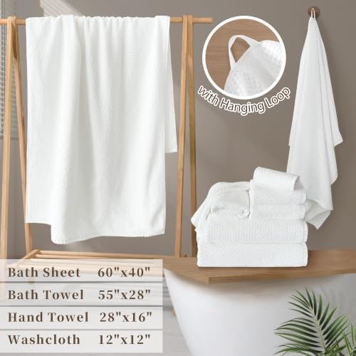 White Bathroom Hand Towels 4 Pack, 16" x 28", 100% Cotton, Ivory