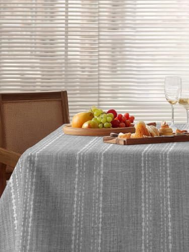 Vintage Stripe Rectangle Tablecloth 60 x 120 Inches Country Solid Gray