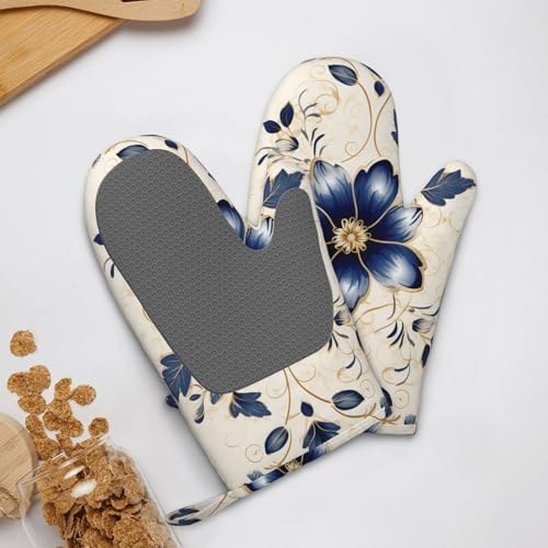 2pcs Silicone Oven Mitts Set Heat Resistant Oven Glove Non-Slip Grip
