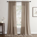 Jowels Dark Taupe Linen Curtains 96 Inch Long 2 Panels for Living Room