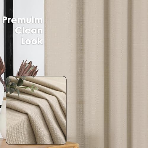 OWENIE Bob Linen Curtains 84 Inch Length 2 Panels Set for Living Room