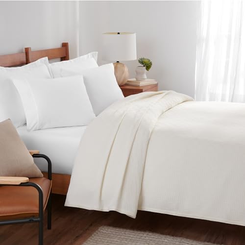 Arkwright Basket Weave King Blanket - 100% Ringspun Cotton All Season