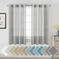H.VERSAILTEX Grey Linen Sheer Curtains 63" 2 Panels Grommet