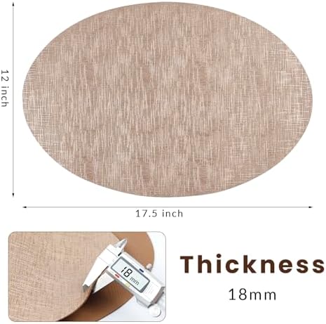 CAMAL Faux Leather Placemats Set of 6, Metallic Gloss Oval Placemats
