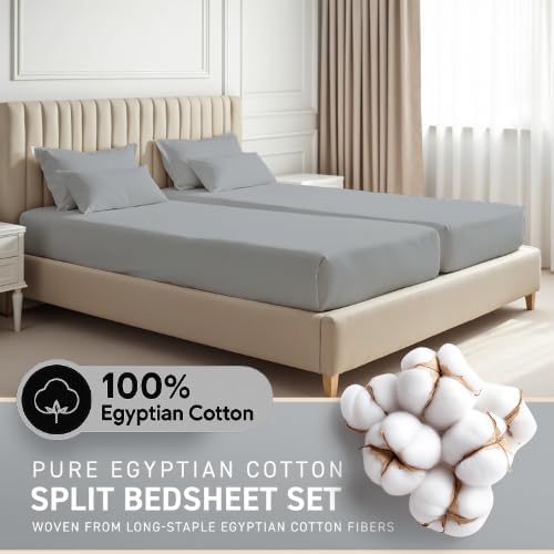 100% Egyptian Cotton Split King Sheet Set - 1000 Thread Count 7PC