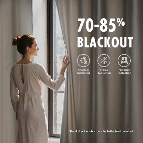 MIULEE Beige Velvet Blackout Curtains 108 Inch Long 2 Panels, W40 x
