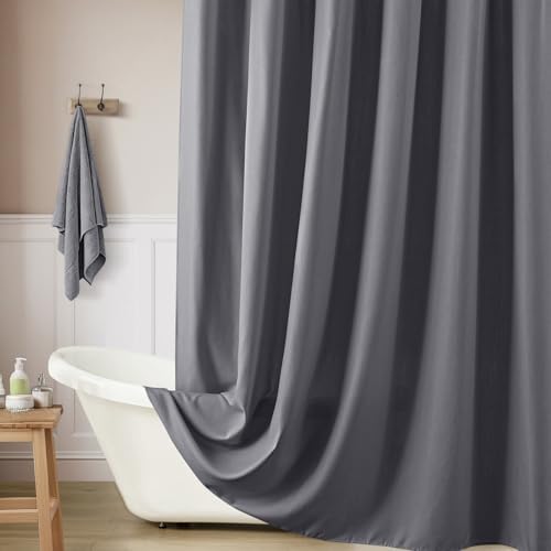 Grey Linen Shower Curtain for Bathroom Cream Boho Farmhouse Shower
