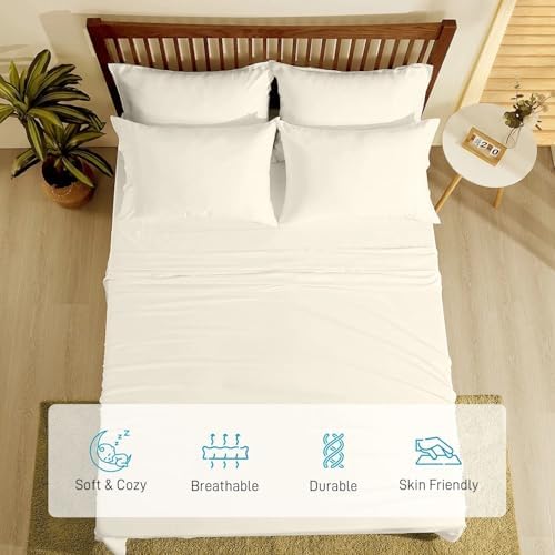 Full Size 4 Piece Sheet Set - Comfy Breathable & Cooling Bed Sheets