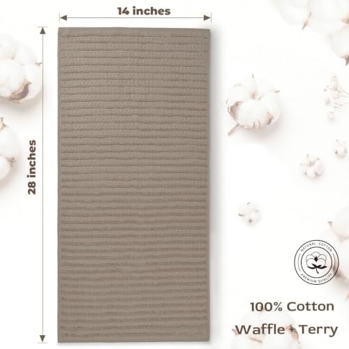 Cleanbear Waffle Hand Towels for Bathroom & Kitchen, 13” x 28”