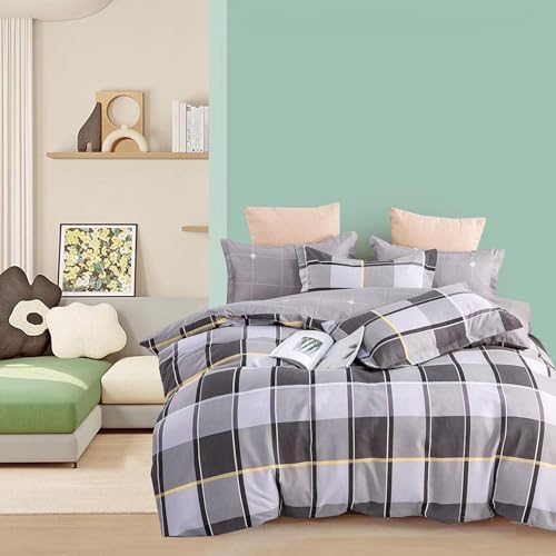 Combed Cotton Duvet Cover 3pc Set, Gray 1 Queen