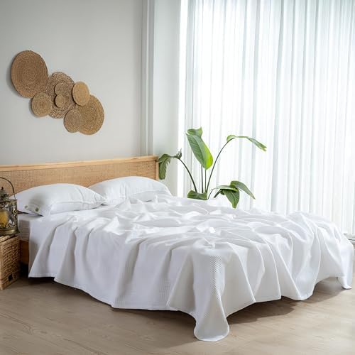 100% Turkish Cotton Blanket King Size Waffle Weave Blankets, Made in