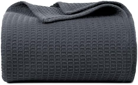 100% Cotton Waffle Weave Blanket, King Size 90 x 108 Inches, 300 GSM