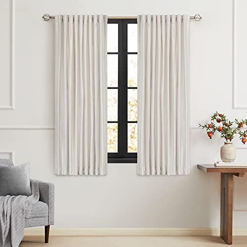 PRIMROSE Cream Ivory Curtains 63 inch for Living Room,2 Panels Drapes