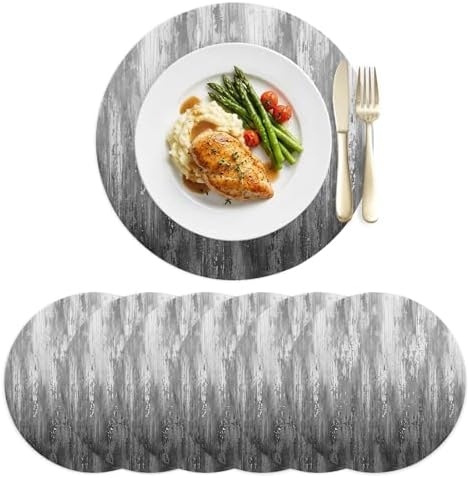 Minimalist Ash Wash Faux Leather Placemats Set of 6, 15in, Waterproof