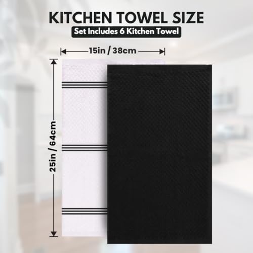 Infinitee Xclusives Kitchen Towels Bundle - Pack of 6 Grey + Pack of 6
