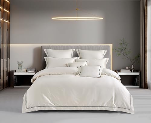 3Pcs Duvet Cover Set Egyptain Cotton Champagne Lace Luxury Wedding