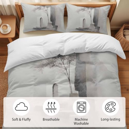 Duvet Cover Queen Size, Modern Minimalist Art 3-Piece Bedding
