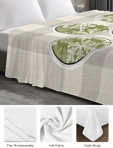 Cal King Size Flat Sheet Only, Green Dog Paw Print Bed Top Sheet Soft