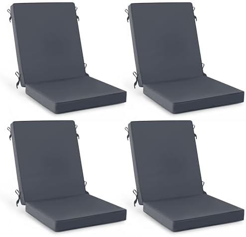 Summsun 4-Pack High Back Outdoor Chair Cushions, 20 x 20 Inch, Dark
