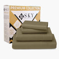 SKY BEDDINGS Full Sheets Set, 100% Egyptian Cotton Sateen, Taupe