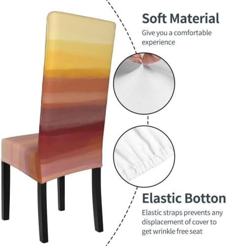 Neutral Earthy Handmade Stripes Boho Watercolor Stretch Chair Covers