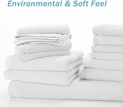 Peryiter 48 Pcs Bath Towel Set, Cotton Bulk for Bathroom, Classic