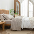 BESTOUCH 100% Washed Cotton Linen Feel Sheet Set, Solid Linen Grey