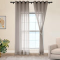 Frelement Light Filtering Window Treatments Linen Sheer Window Curtain
