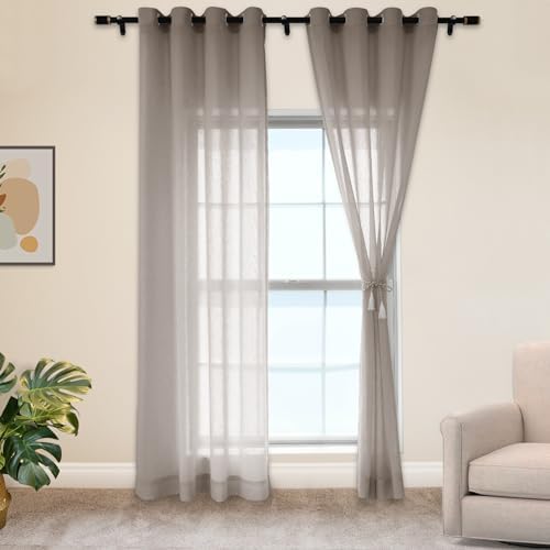 Frelement Light Filtering Window Treatments Linen Sheer Window Curtain
