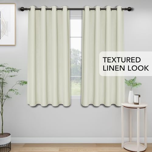 Easy-Going Linen Look Grommet Blackout Curtains, 2 Panels 52x84 Inch