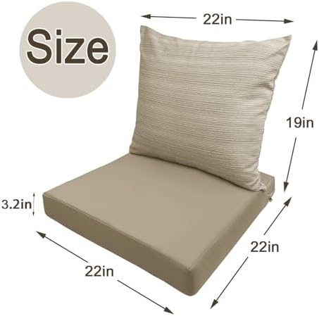 Bcareself Outdoor Deep Seat Cushion Set Waterproof & Fade Resistant