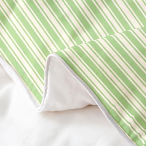 Erosebridal Green Beige Striped King 100% Cotton Duvet Cover All
