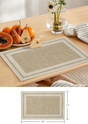 Beige Vintage Table Runner and Placemats for Dining Table, Burlap
