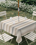 Brown Gray Striped Outdoor Tablecloth 60"x60" Square Tablecloth with