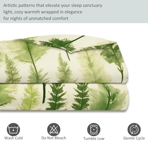 Grayish White Duvet Cover King - Minimalist Fresh Plants Pine Trees