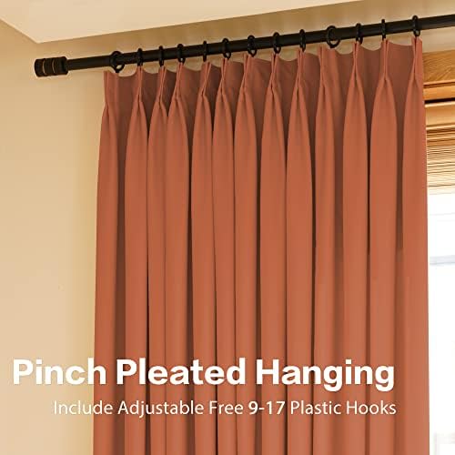 HUTO Pinch Pleat Curtains 84 Inches Long Blackout Window Treatment for