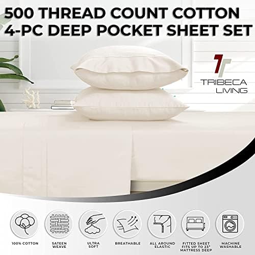 Tribeca Living Queen Flat Sheet, Soft Egyptian Cotton Sateen Solid