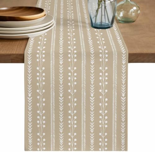 Modern Minimalist 36 Inch Table Runner, Farmhouse Simple Lines Texture