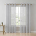 Grey Sheer Curtains 63 Inch Long 2 Panels, Modern Minimalist Classic