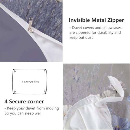 Hand-Painted Flower Cluster Duvet Cover King 3Pcs, Breathable