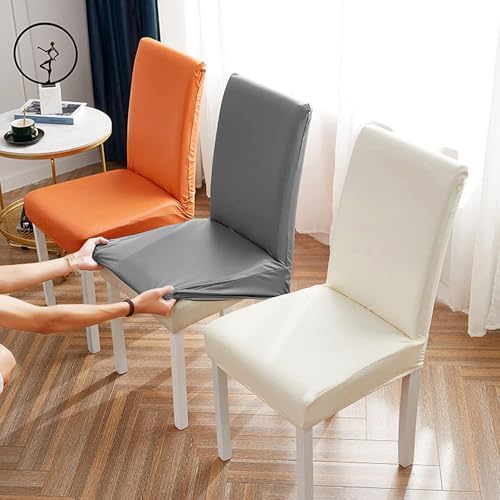 Shukii Waterproof PU Leather Stretch Dining Chair Covers, Set of 6