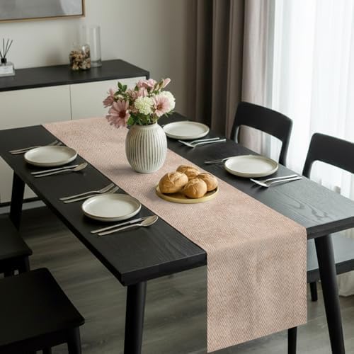 Beige Burlap Texture Table Runner 108 Inch Long Dresser Scarves Linen