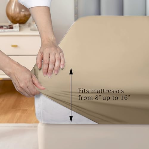 FreshCulture Pure Cotton Fitted Sheets Twin XL Size, 300 Thread Count
