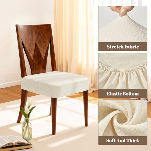 Songrey Waterproof Chair Covers for Dining Chairs, Set of 4, Beige