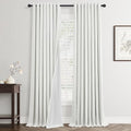 Jowels Ivory Linen Grommet Blackout Curtains 108 Inches Long for